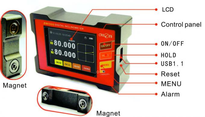 小型デジタル分度器のクリノメーターの角度のメートル360度斜面の角度の直立した磁石センサー